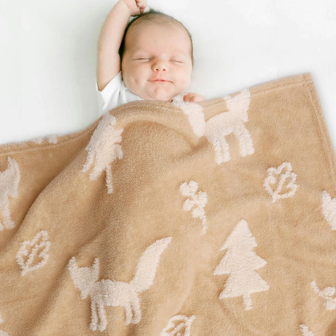 BORITAR Baby Blanket for Boys & Girls | 3D Fleece Fluffy Fox Design | 30 x 40 Inch Khaki Blanket for Toddler Infant