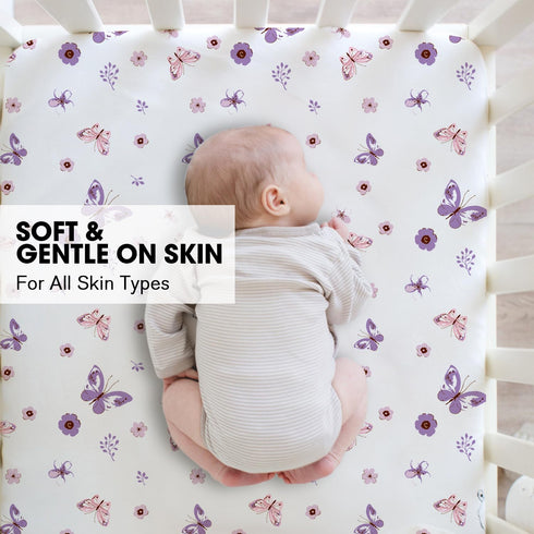 2pk Little Grape Land Crib Sheets for Boys and Girls, Baby Crib Fitted Sheet for Standard Size Crib and Toddler