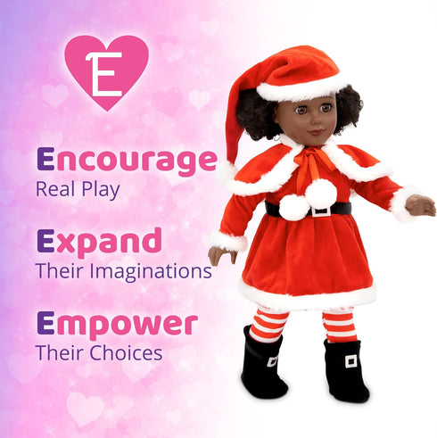 Eimmie 18 Inch Sets 18 Playtime by Doll Clothes and Accessories - Christmas Holiday Dress with Matching Santa Hat
