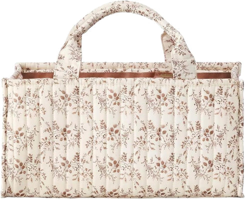 Diaper Caddy Organizer,Cute Floral Nursery Storage Basket,Soft Portable Changing Table Car Caddy