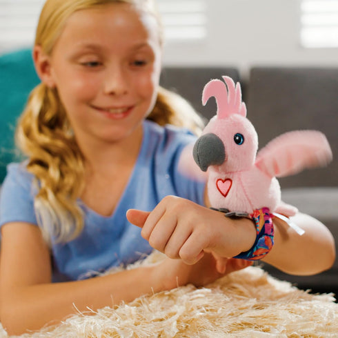 2 Pack 3+ Birds - Cockatoo & Blue Parrot - Slap Bracelet Interactive Plush Toy Birds, They Chat-Sing-Mimic Each Other
