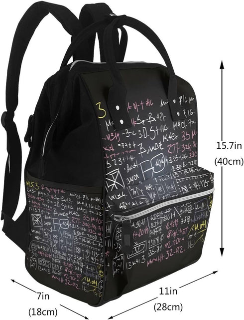 HCBPWVQA Backpack Daypacks Backpack Mommy Math Backdrop Diaper Bag with Changing Pad and Pacifier Holder, Multifunction