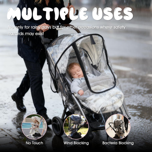 MOASIOP EVA Stroller Rain Cover, No-Zip Waterproof Stroller Cover - Food Grade Material, Breathable Baby Travel Weather