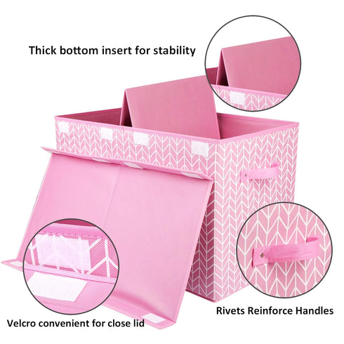 Large Toy Storage Box Chest for Kids, Sturdy Organizer Bin with Lid for Living Room, Nursery, Bedroom, Pink