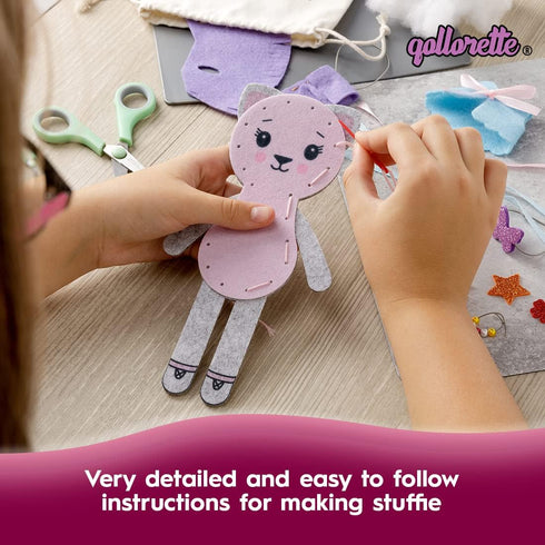 qollorette Felt Sewing Kit for Children, Make Your Own Kitty Toy, Kids' Craft Kit - Make A Friend Sew Kit - Beginner
