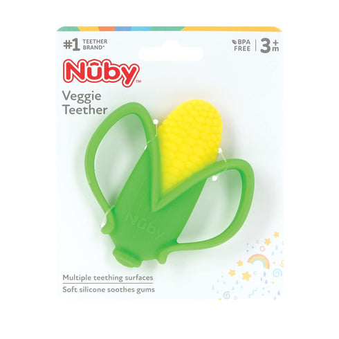 3+ Nuby Veggie Teether for Teething Relief - Soft Baby Teething Toy - Months - Corn
