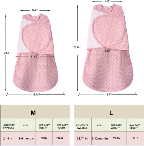 6-12 Large,100% Cotton-2-Piece Baby Swaddle,Sleep Sack Months,Adjustable WearableTransition Blanket,Miracle Swaddles