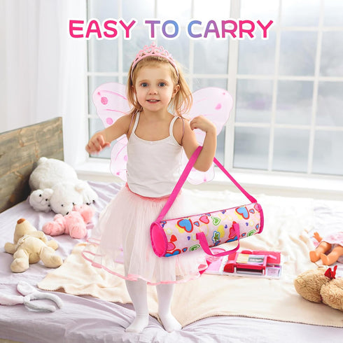BABESIDE Baby Doll Crib, Foldable Baby Doll Bed for 17-21 Dolls, Doll Pack n Play Kids Gift with Storage Bag (Pink)