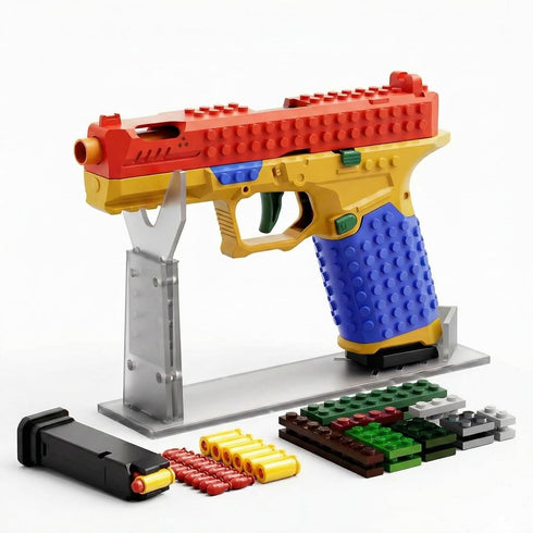 SHATGYI Set Toy Gun Building Block Kit, DIY Fidget Pistol Toy for Adults, Funny Building Blocks with Display Stand
