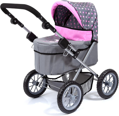 18 inch Bayer Trendy Doll Pram Stroller for Girls, Adjustable Handle, Carriage with Bag, Fits Dolls