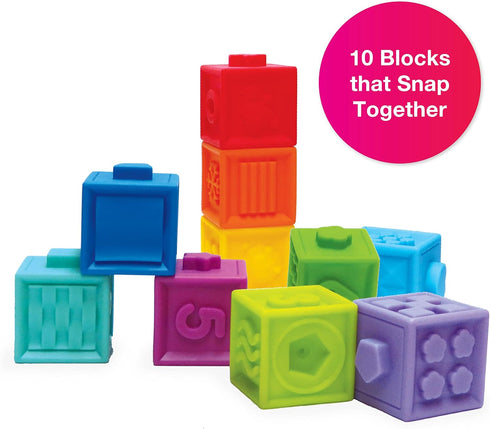 Edushape Mix & Match Textured Blocks, Set of 10 Stacking Blocks for Sensory Play and Child Development