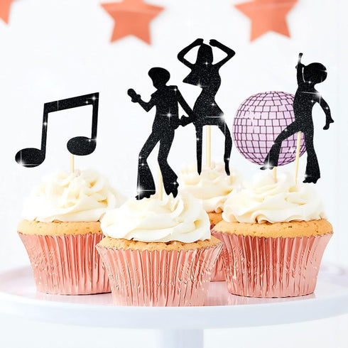 LaVenty 70's Disco Cupcake Topper, Cake Decoration for Saturday Night Fever Party