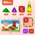 80PCS Set 4-8 3+ Mini Magnetic Tiles, Diamond Pattern Travel Magnetic Tiles Building with Case, Construction Toys