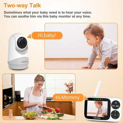 Baby Monitor with Camera and Audio, 3.2" IPS Screen Video Monitor, No WiFi, Night Vision, Portable with 1000ft Range