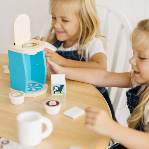 11-Piece Set Set Melissa & Doug Brew and Serve Wooden Coffee Maker - Play Kitchen Accessories Pretend Play Kitchen