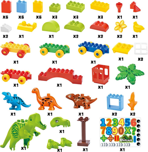 Counting 3,4,5,6,7,8+ Dinosaur Building Blocks Toys,Jurassic Theme Building Blocks,With A Train,A Big T-rex,and Three