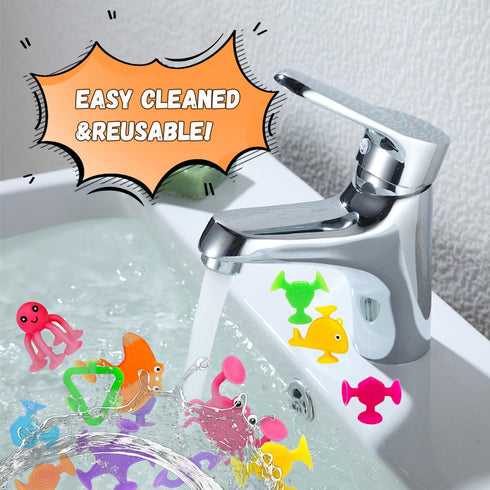 Qurylio 33 3 4 5 6 Suction Bath Toys for Kids, Pcs Silicone Bathtub Suction Cup Toys, Travel Sensory Window Building
