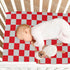 Pigsaly 27x39 Inch Crib Sheets Red Gray Checkered Baby Sheet for Standard Crib Mattress Boys Girls Toddler Bed Sheets