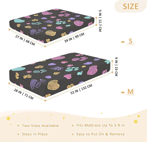 Bseiialft 52 28 Colorful Dog Paws Hearts Cute Crib Sheets for Boys Girls Soft and Breathable Cotton Baby Sheets