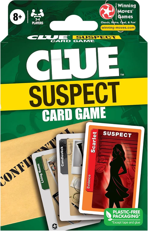 Clue Suspect Card Game - Portable Edition of the Mystery Game Clue, for 3 to 4 Players, Ages 8+
