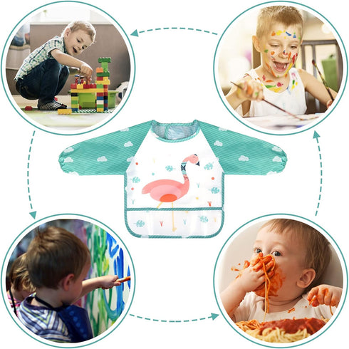 Accmor Waterproof Long Sleeve Bibs for Toddlers - Ideal for Feeding
