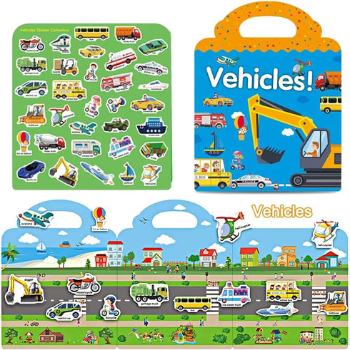 Reusable Sticker Books for Kids - 4 Sets Removable Toddler Sticker Book for Educational Learning Toys