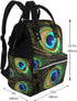 FHEDVBN Backpack Mummy Backpacks Daypack Peacock Feathers Diaper Bag for Women Multifunction Waterproof for Mom Dad
