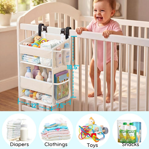 2-Tier 90+ Ofiray-home Hanging Diaper Organizer for Changing Table,Cribs,Car,Playard or Wall & Nursery Organization