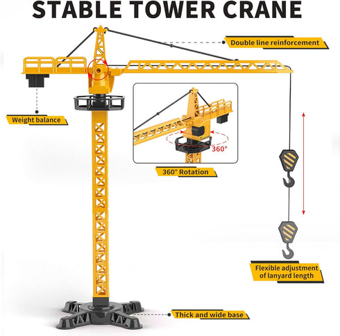 Kids Construction Truck Toys Set with Crane, Excavator, Forklift, Bulldozer, Dump Trucks, Cement Truck, Road Roller,