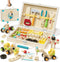 Lehoo Castle Kids Tool Set with Toolbox, Wooden Toys for 3 4