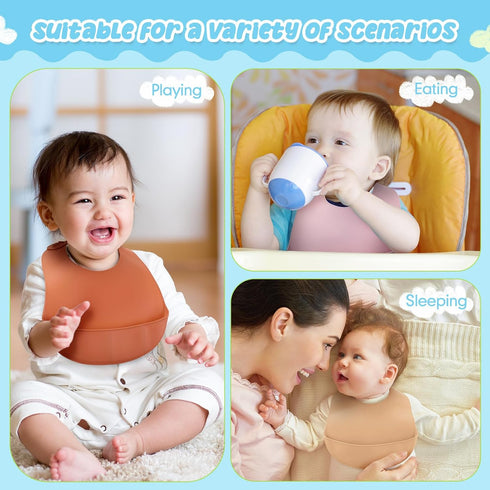 Adjustable Waterproof Silicone Bibs for Babies - Soft Unisex Feeding Supplies