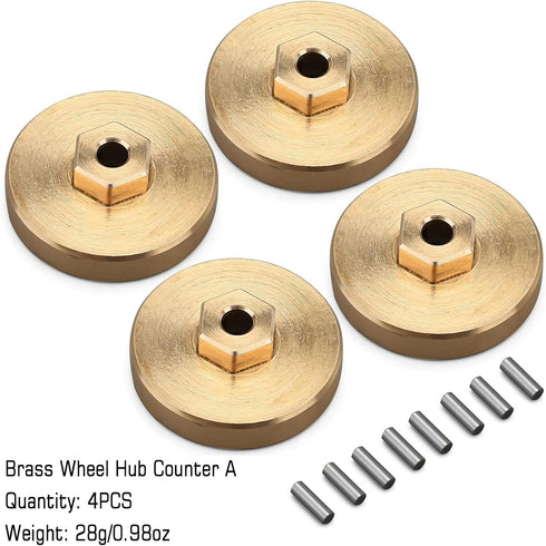INJORA Brass Wheel Weights with 7mm Wheel Hex Hub for 1/24 RC Crawler Axial SCX24 AXI90081 Upgrades Parts,4pcs