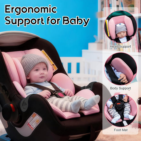 Infant Car Seat Insert with Extra Headrest for Preemie to Newborn, Thickened Baby Car Seat Head Support for Girls Boys