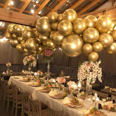 Gold Metallic Balloons 100pcs 12 Inch Helium Balloons for Birthday, Graduation, Baby Shower, Wedding Party Decorations