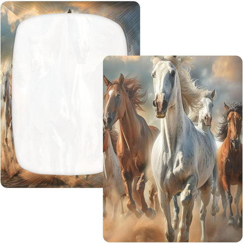 Bseiialft 52 28 Horses Sky Crib Sheets for Boys Girls Soft and Breathable Cotton Baby Sheets for Standard Crib Mattress