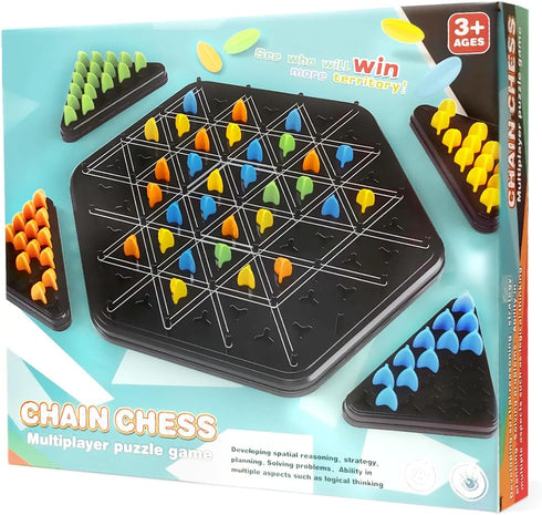 Agaommio Triangle Chain Strategy Board Game, Geometric Chess Puzzle Games, Chain Triangle Chess