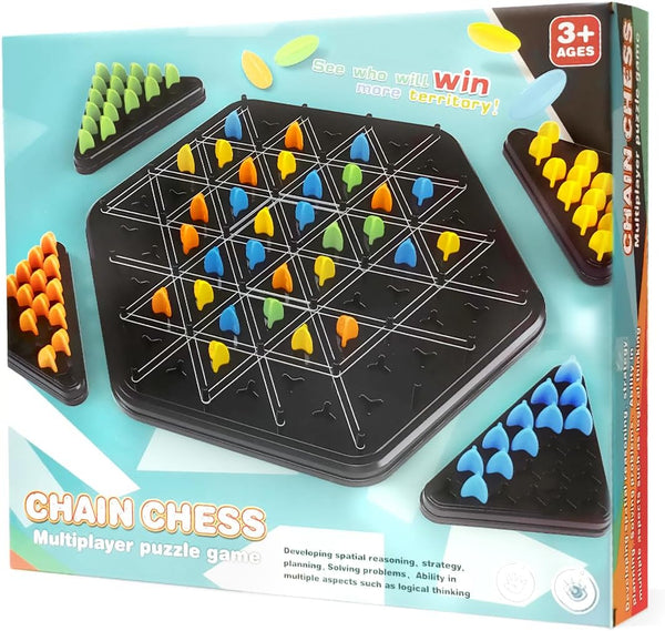 Agaommio Triangle Chain Strategy Board Game, Geometric Chess Puzzle Games, Chain Triangle Chess