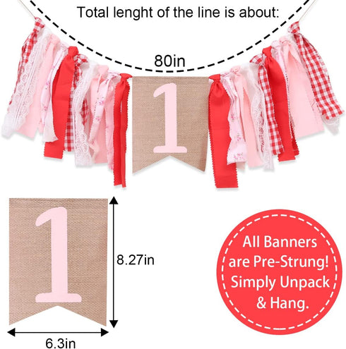 UOAOU 1st 1st High Chair Banner First Birthday Girl Highchair Banner Birthday Girlone Banner Birthday Girlone High