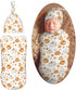 Pumpkins and Anise Stars Newborn Swaddle Blankets Hat Sets Soft Baby Receiving