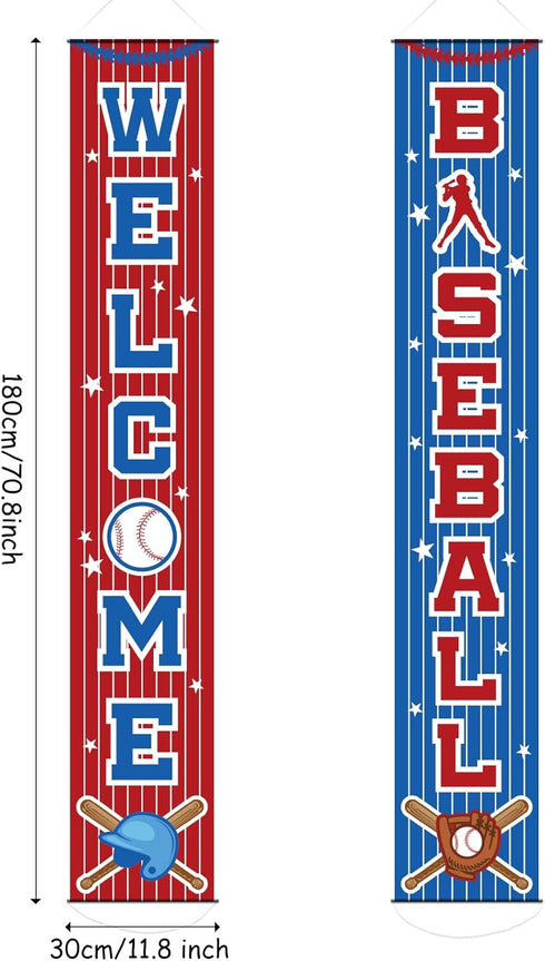 Baseball Party Decorations, Themed Birthday Porch Sign Welcome Banner for Kids, 71 x 12 Inches