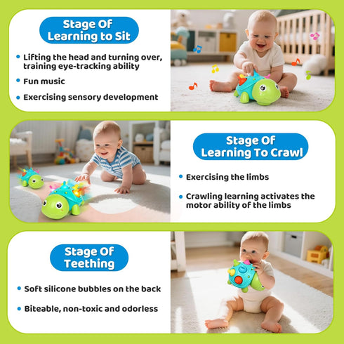 6-12Months, Tummy 0-1 TSYAN Baby Toys Musical Turtle Crawling Infant Toys, Time & Infant Toys with Light & Sound,Early