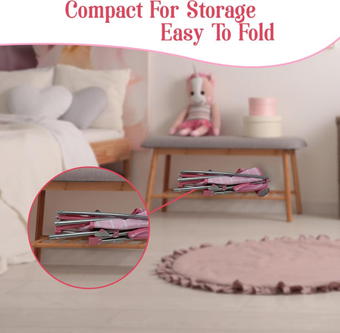 Set 12" Set Baby Doll with Stroller - Baby Doll with Pacifier Gift - Pink Fabric Baby Stroller Toy for Kids - Foldable