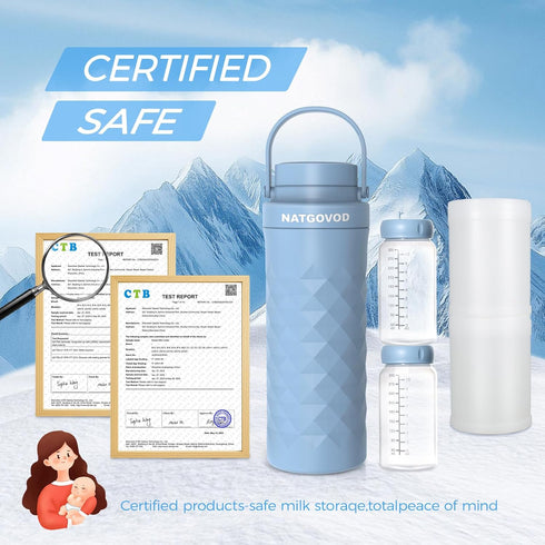 NATGOVOD 22oz Travel,24H 2pcs Portable Breast Milk Cooler for Ice-Free Cooling Breastmilk Storage Bottles Container
