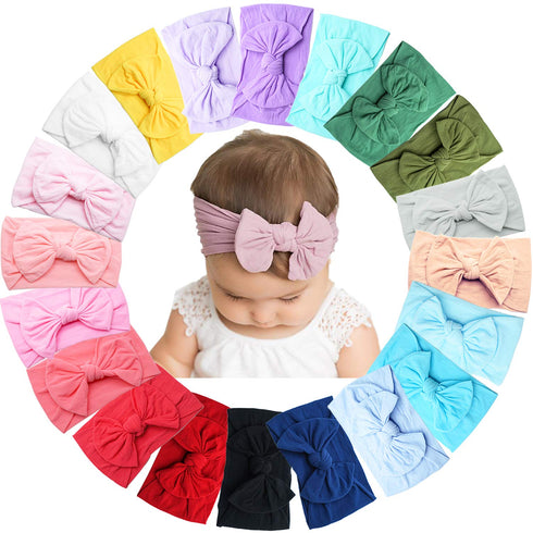 20PCS Soft Nylon Baby Girls Headbands, 4.5inch Hair Bows, Elastic Hairbands for Newborns Infants Toddlers