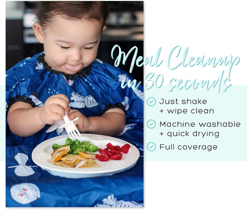 6-24 grabease Allover Waterproof Bib for Self-Feeding Infants and Toddlers, Machine Washable, Ages Months