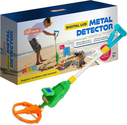 Metal Detector for Kids - Adjustable Beach Metal Detectors with LCD Screen, STEM Outdoor Activity Kit for Ages 4-12