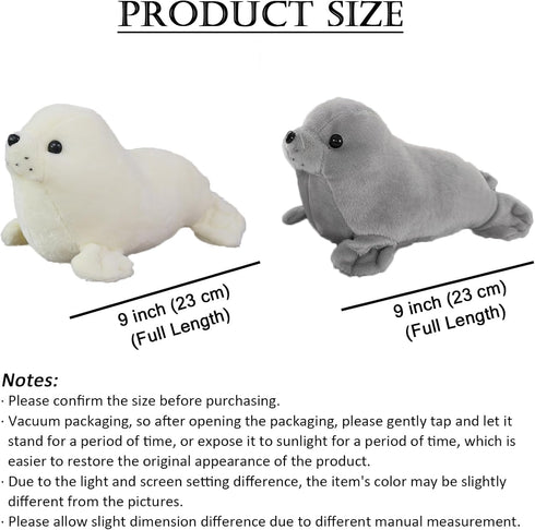 2PCS Cute Seal Plush Stuffed Animal Toy Pillow - Kawaii Doll Gifts for Kids