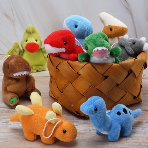 16 Pack Plush Dinosaurs, Mini Dinosaur Figures Assortment Keychain Toy, Soft Dino Stuffed Animal Set for Kids