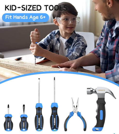 18-Piece Set 8+ URASISTO Kids Tool with Tool Storage Bag, Junior Real Hand Tool Kit for Boys & Girls, Children Learning