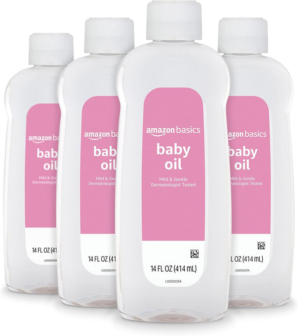 Amazon Basics Baby Oil, Mild & Gentle, Dermatologist Tested, Prevents Moisture Loss,